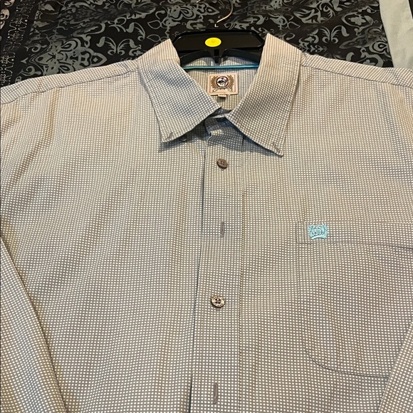 CINCH Men's Beige and Blue Button-Up Shirt - Picture 6 of 10
